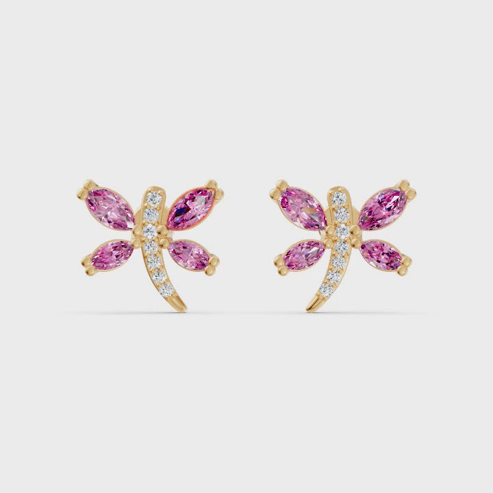 Whispering Dragonfly Diamond Earrings