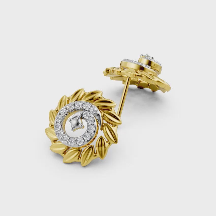 Sunflower Diamond Stud Earrings