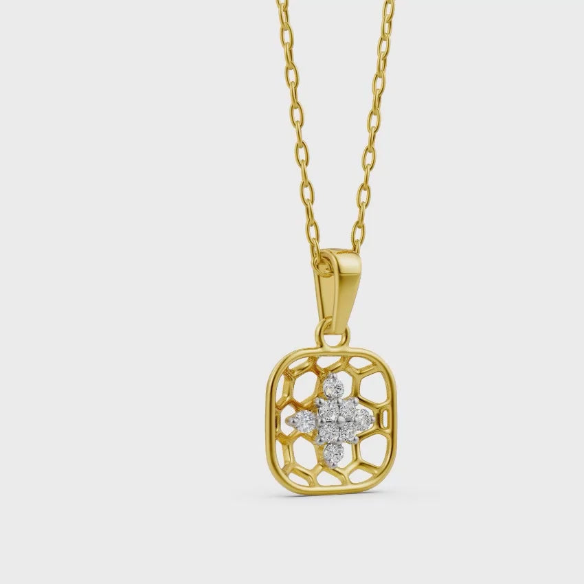 Honeycomb Floral Diamond Pendant