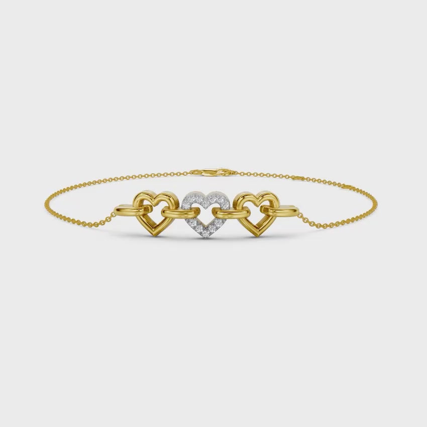 String of Hearts Diamond Chain Bracelet