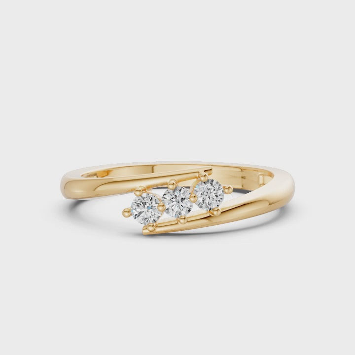 Swirl Three Stone Diamond Ring