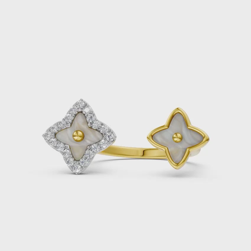 Venetian Clover Mother Of Pearl And Diamond Ring