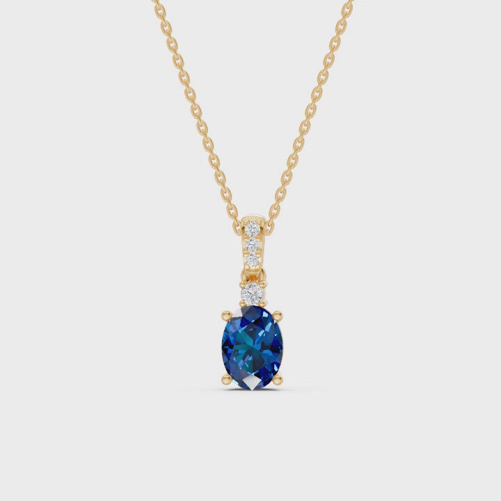 Blue Gemstone Diamond Pendant