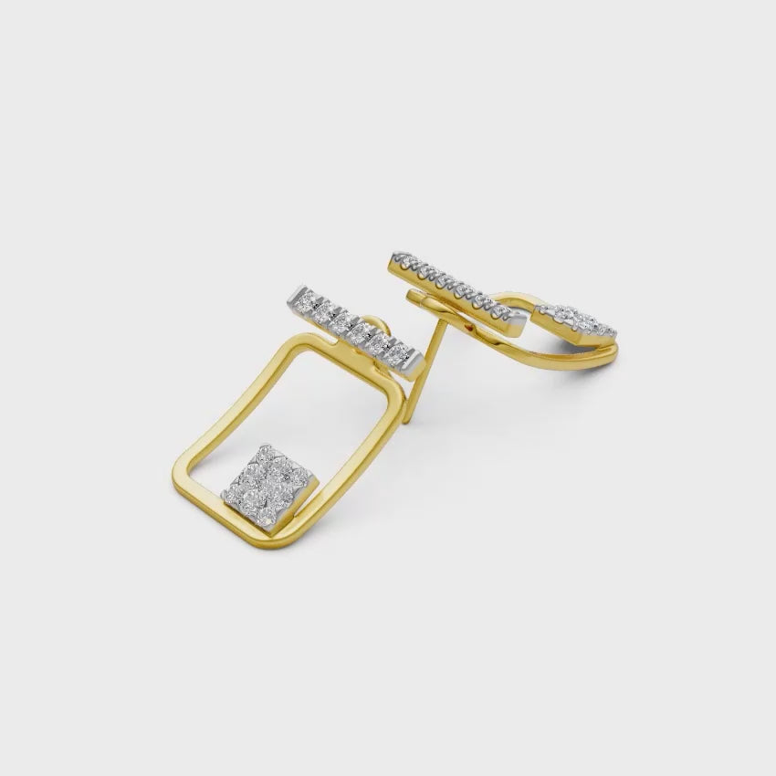 Open Square Frame Diamond Earrings