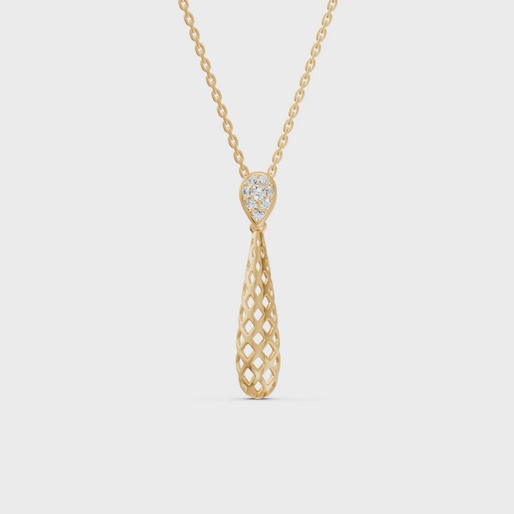 Spiral Pear Diamond Necklace