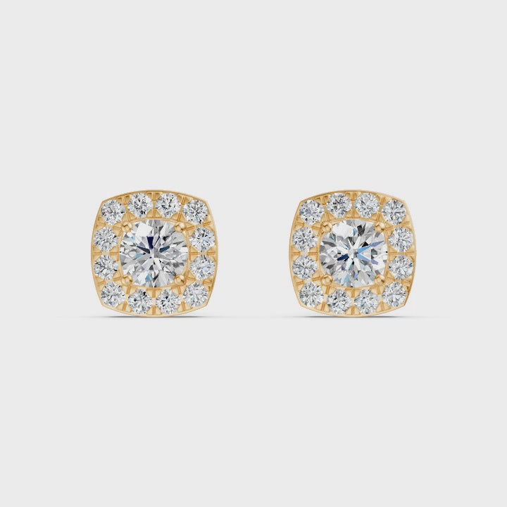 Luminous Halo Solitaire Diamond Studs