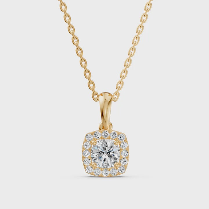 Luminous Halo Solitaire Diamond Pendant