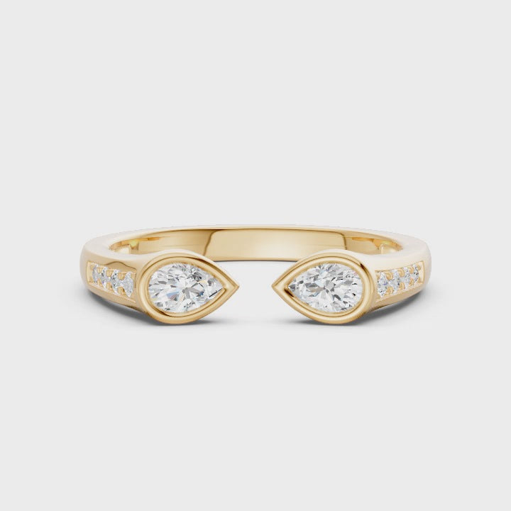 Double Pear Open Diamond Ring