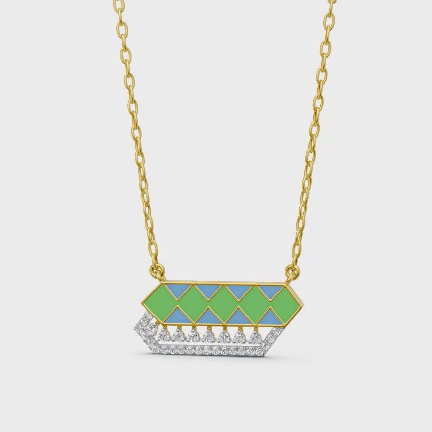 Radiant Prism Enamel And Diamond Necklace