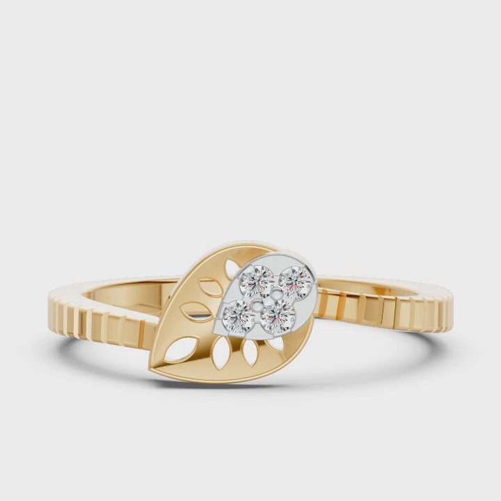 Nested Leaf Diamond Ring