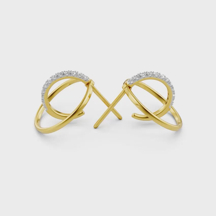 Open Circle Bar Diamond Earrings