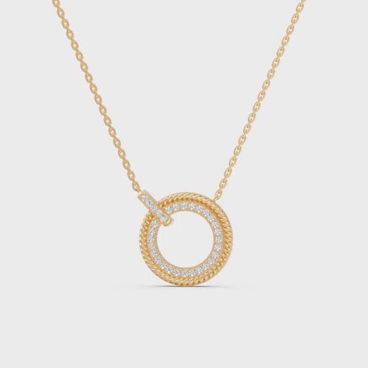 Twisted Rope Diamond Halo Necklace