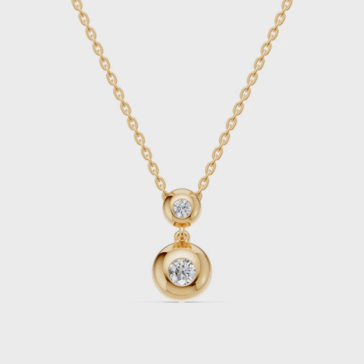 Double Gold Bead Diamond Necklace