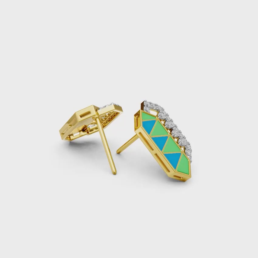 Radiant Prism Enamelled Diamond Earrings