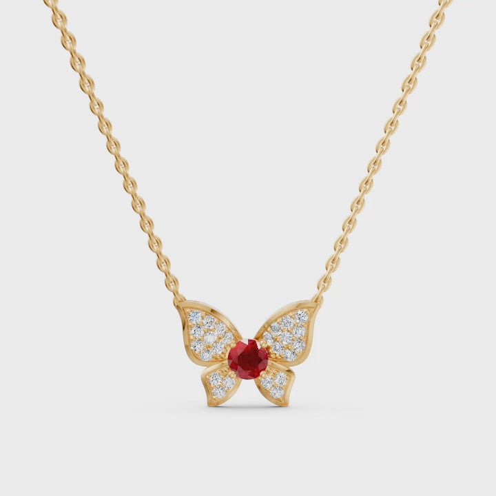 Butterfly Diamond and Gemstone Necklace