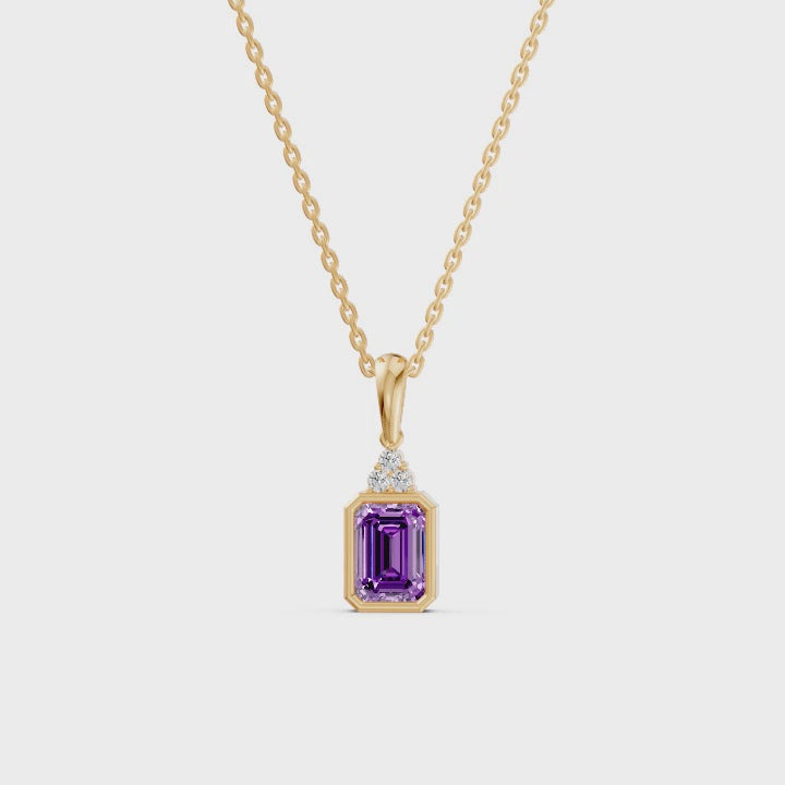 Purple Gemstone Diamond Pendant