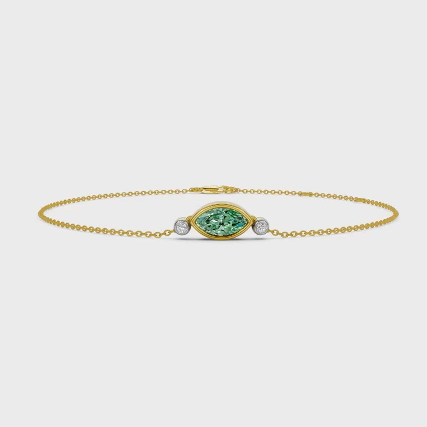 Emerald Gleam Gemstone and Diamond Chain Bracelet
