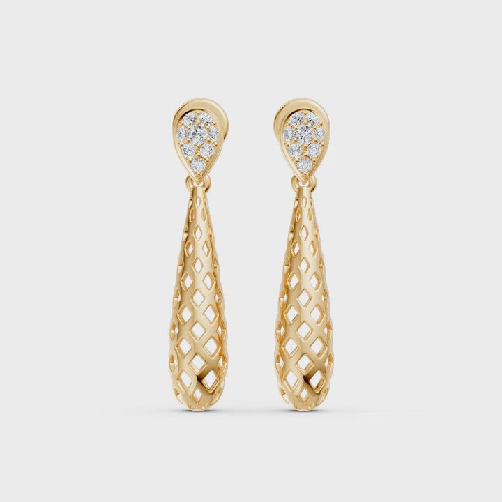 Spiral Pear Diamond Earrings