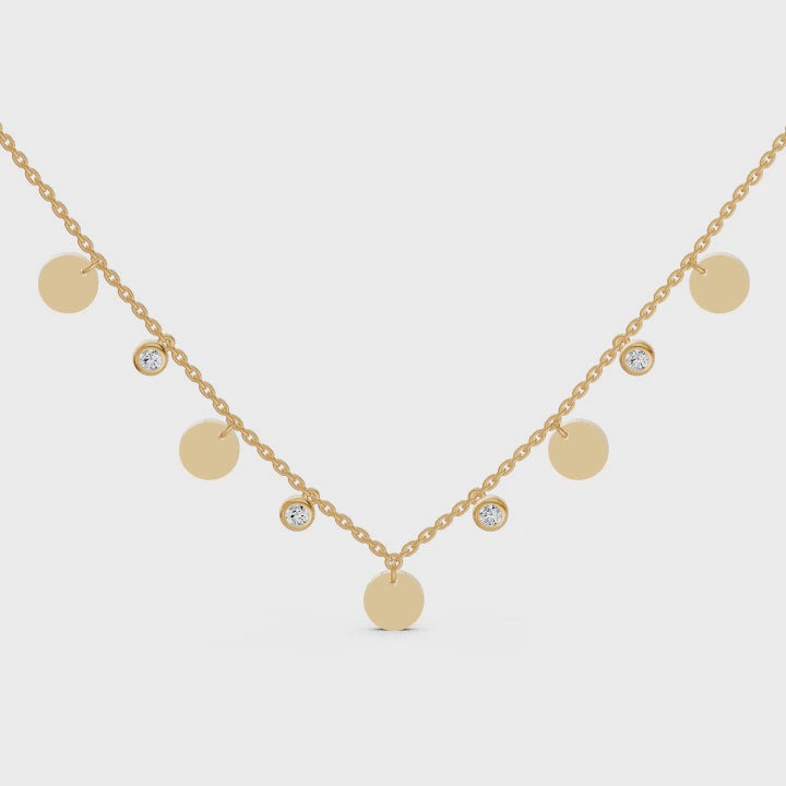 Disc Charm Layering Diamond Necklace