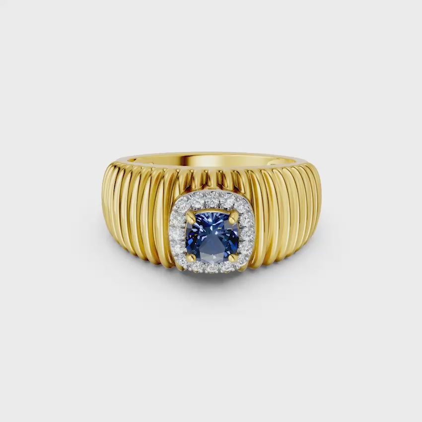 Azure Halo Gemstone Diamond Ring