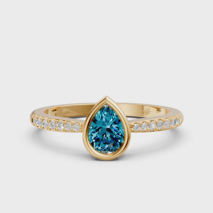 Ocean Drop Gemstone Diamond Ring