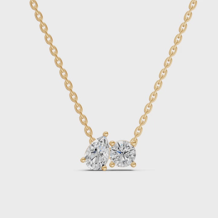 Round And Pear Toi-Et-Moi Diamond Necklace