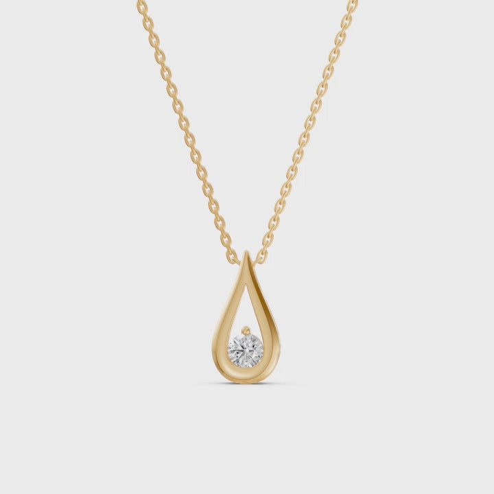 Golden Pear Diamond Solitaire Necklace