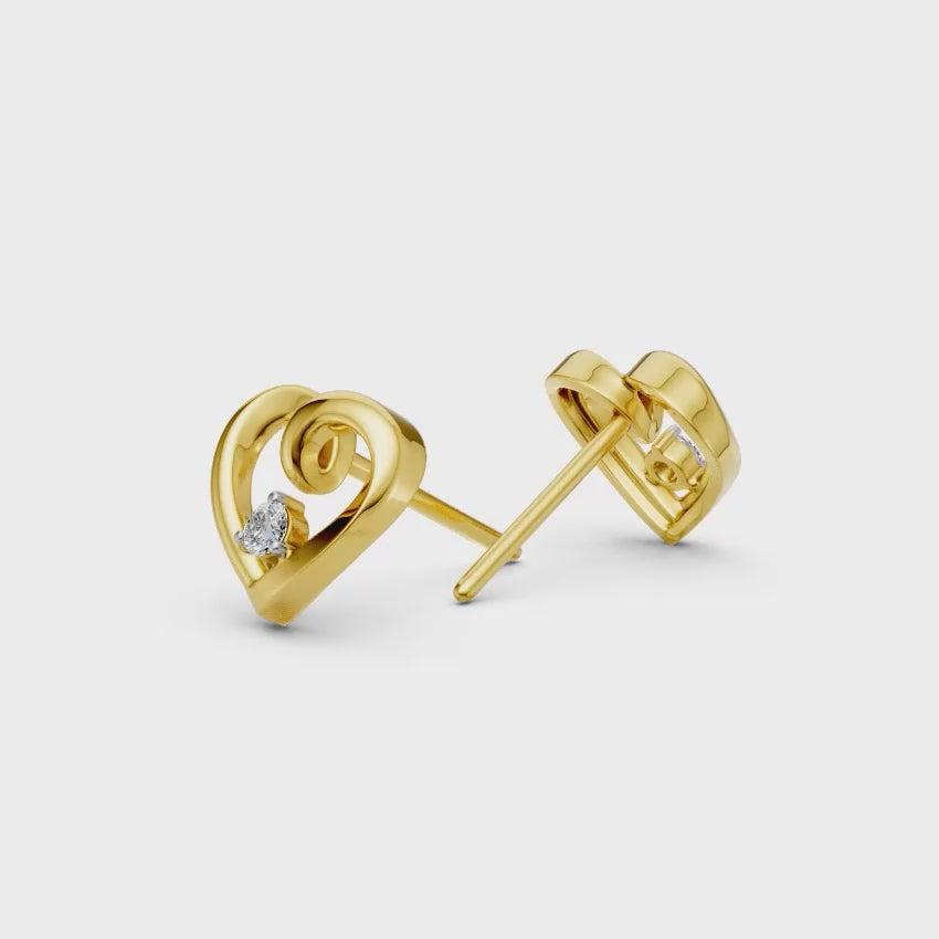 Floating Diamond Heart Earrings