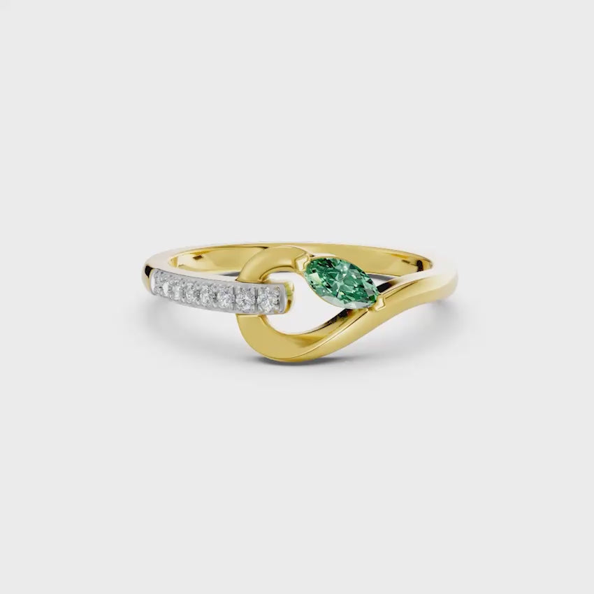 Ivy Wave Green Gemstone Diamond Ring