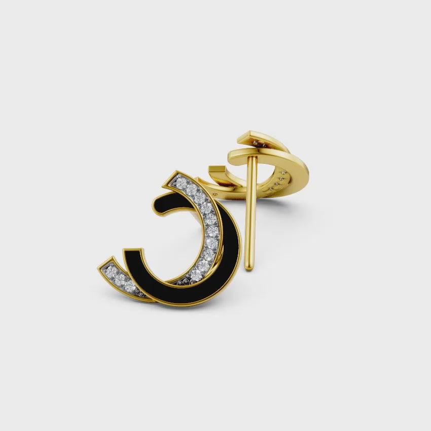 Criss Cross Enamelled Diamond Earrings