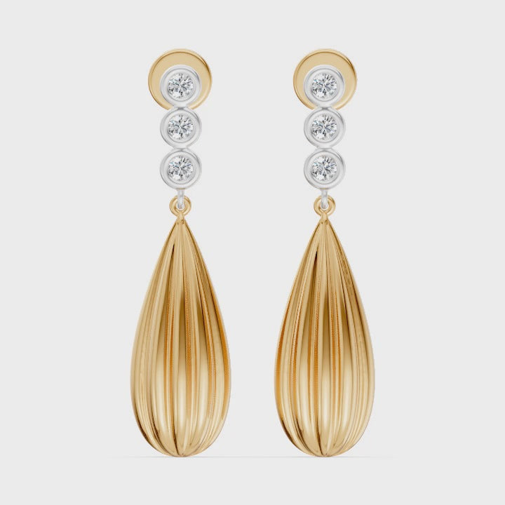 Two-Tone Diamond Drop Earrings