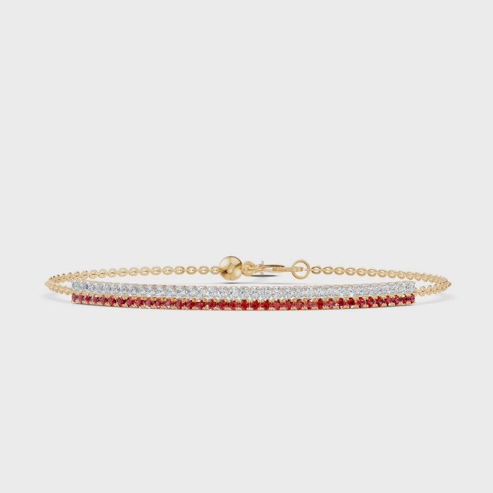 Petite Diamond & Ruby Half Tennis Bracelet