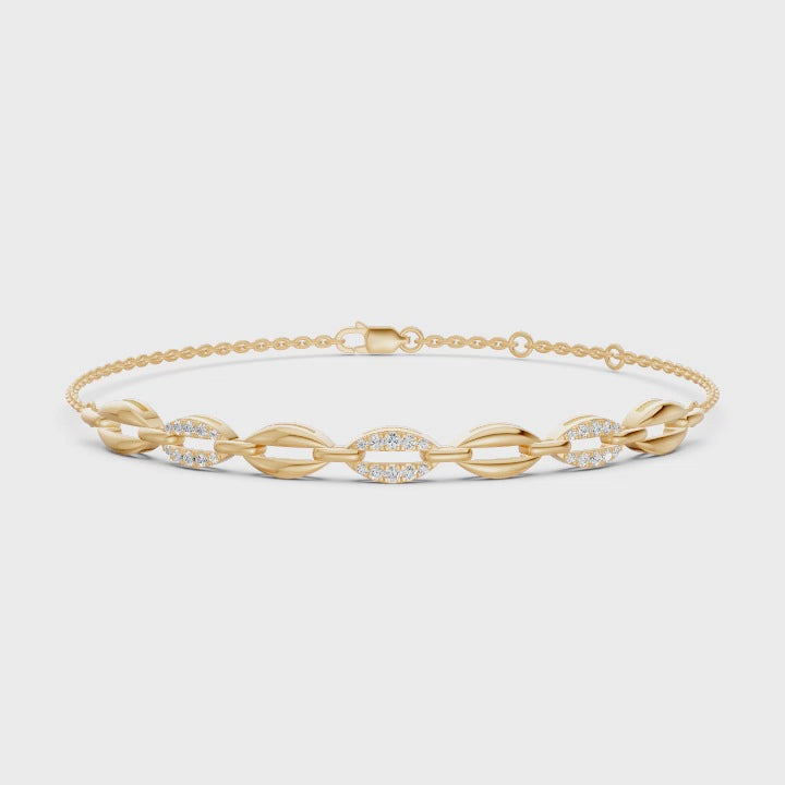Paperclip Link Diamond Chain Bracelet