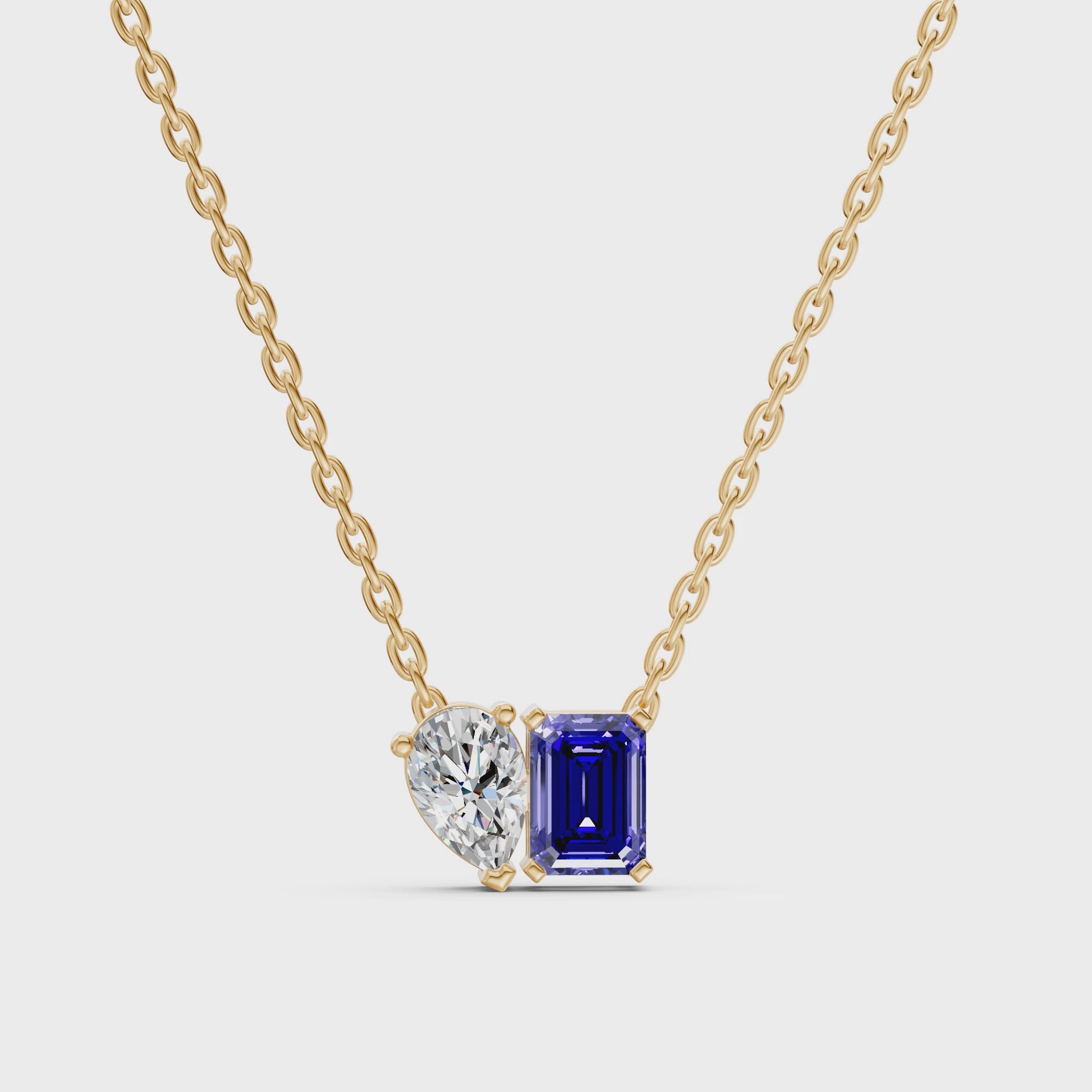 Indigo Edge Toi-Et-Moi Gemstone and Diamond Necklace